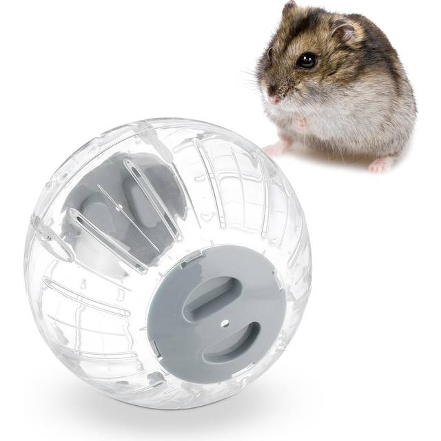 Relaxdays Hamsterboll, Ø 18,5 cm, löpkula för hamstrar och möss, plast, gnagarleksak för löpning, transparent/grå