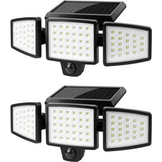 LE Solar Lights Outdoor, Motion Sensor Security Lights, 3 Adjustable Head 70 LED 270 Wide Angle, Waterproof Wireless Wall Lights for Porch Yard Garag