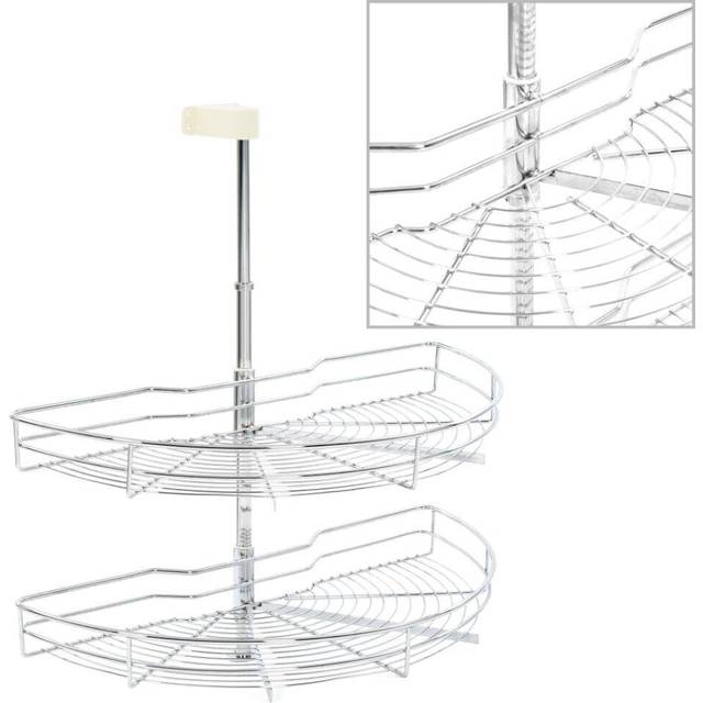 vidaXL 2-Tier Kitchen Wire Basket Silver 180 Degree 75x38x80cm Rack Organiser