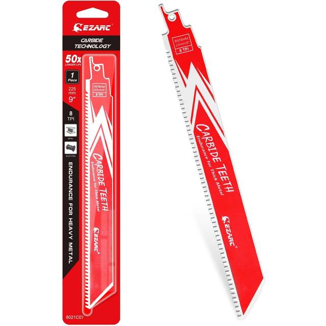 Carbide Reciprocating Saw Blade R978HM Endurance for Thick Metal, Cast Iron, Alloy Steel 225mm 8TPI, 1-Pack