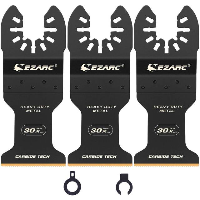 EZARC Oscillating Tool Blades Carbide Multitool Saw Blades for Hard Material, Hardened Metal, Nails, Bolts and Screws, 3-Pack