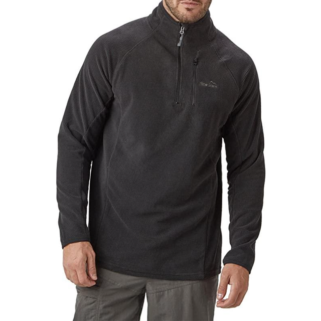 Men's Grid Half-Zip Fleece, Black - XL