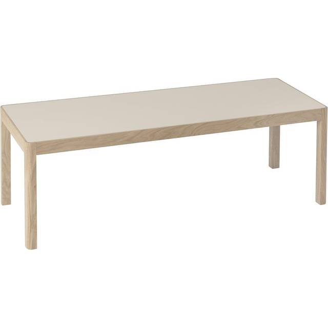 Workshop Coffee Table 43x120 cm, Warm Grey Linoleum / Oak