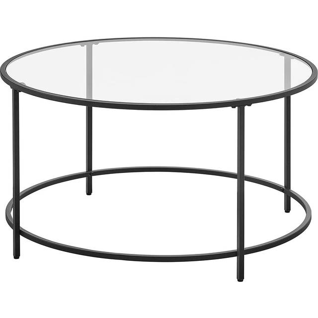 Modern Black Coffee Table with Tempered Glass Top