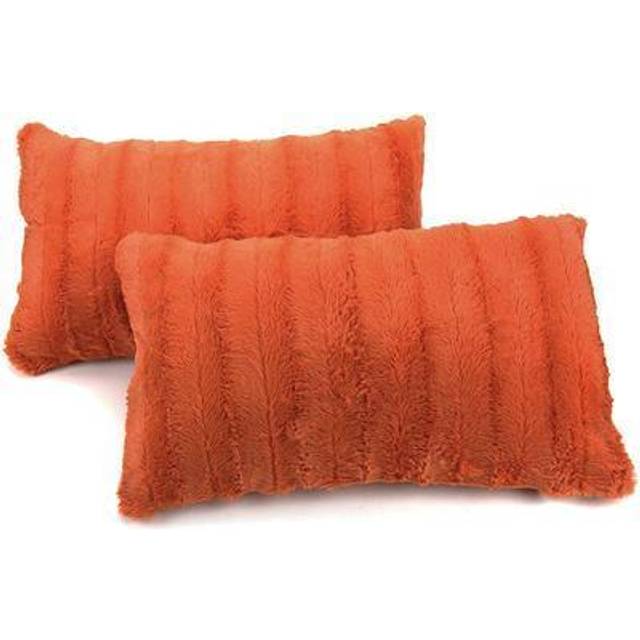 Cheer Collection Faux Fur Throw Pillows - Decorative Pillows for Couch  Bed Throw Pillows  Rust Accent Pillows for Bedroom or Living Room Ae