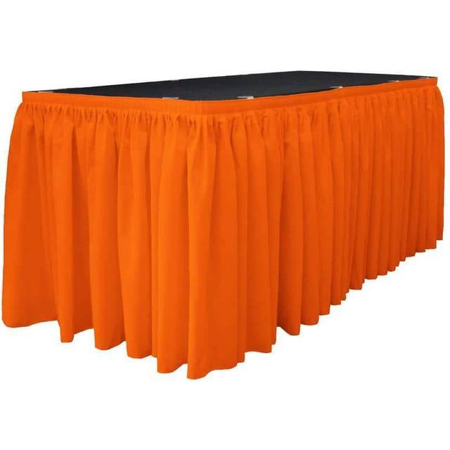LA Linen Polyester Poplin Table Skirt 17-Foot by 29-Inch Long with 10 L-Clips  Orange