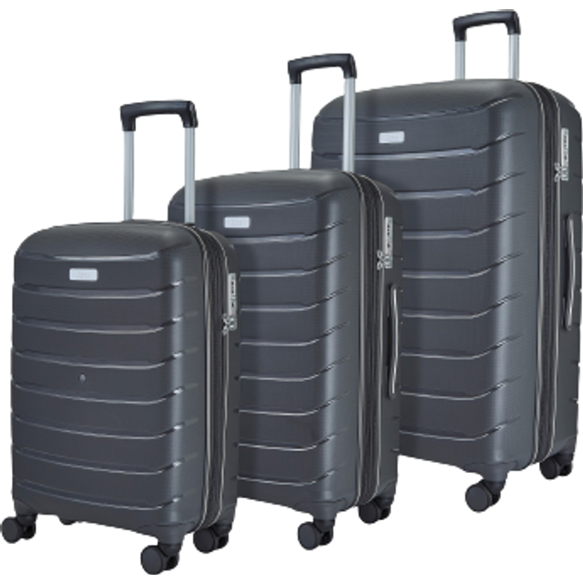 Rock Prime 3Pc Set Suitcases Black, Black