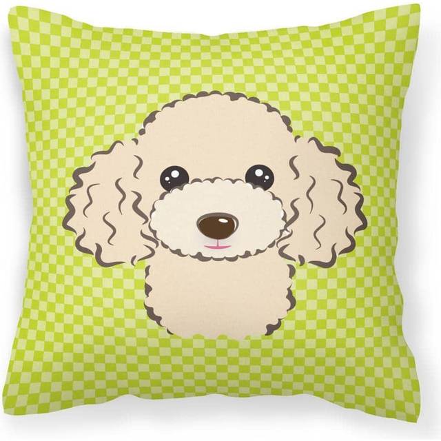 Caroline's Treasures BB1320PW1414 Checkerboard Lime Green Buff Poodle Decorative Pillow  Large  Multicolor