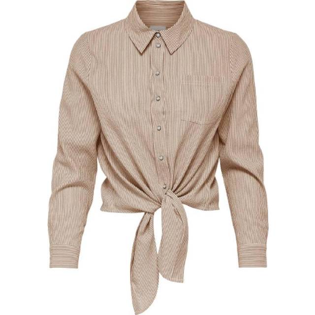 Women's long sleeve shirt Only onllecey knot - Marron