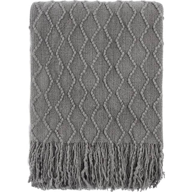 BATTILO HOME Dark Grey Throw Blanket for Couch  Textured Solid Soft Sofa Throw  Knitted Decorative Grey Blanket  50x60