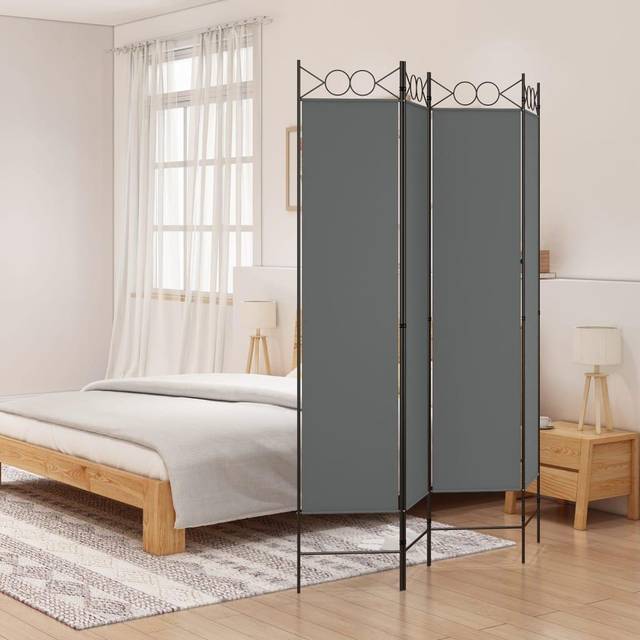 vidaXL 4-Panel Room Divider Anthracite 160x200 cm Fabric