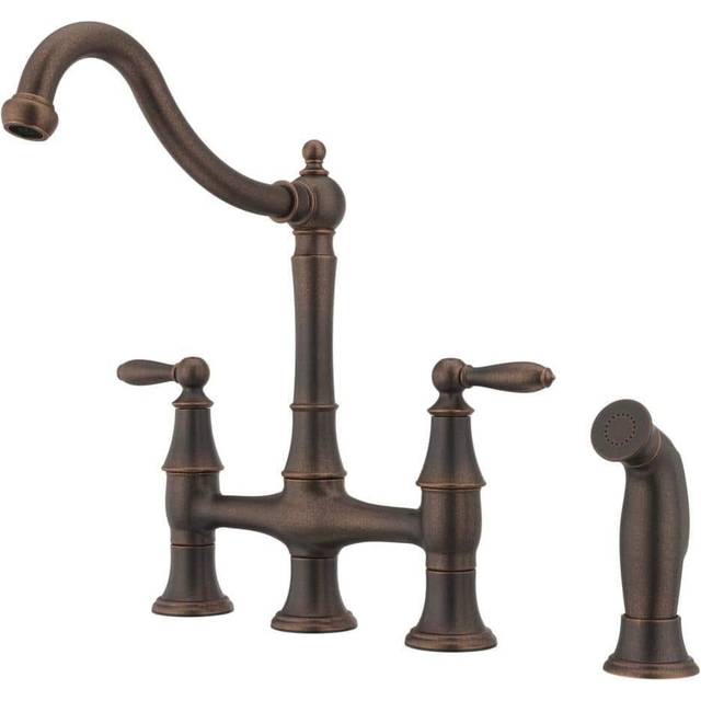 Pfister Courant Kitchen Faucet with Side Sprayer  2Handle  High Arc  Rustic Bronze Finish  F0314COU