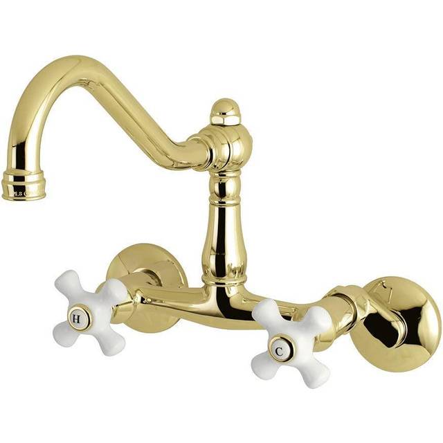 "Kingston Brass KS3222PX Vintage Kitchen Faucet  8-1/2"""""""" in Spout Reach  Polished Brass"
