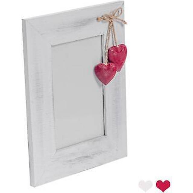 4" x 6" White Standing Photo Frame with Hearts - Red