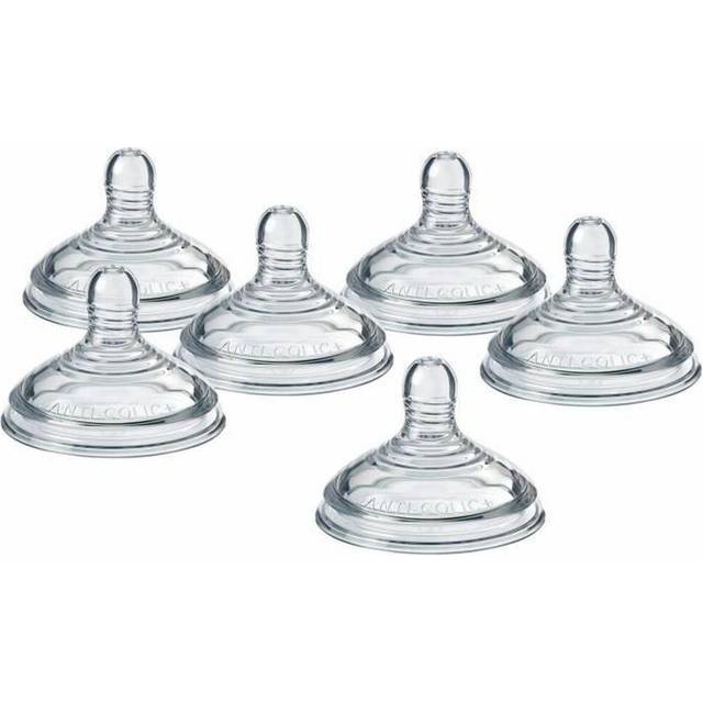 Tommee Tippee Advanced Anti-Colic Baby Bottle Teats, Breast-Like, Soft Silicone, Fast Flow, 6m+, Pack of 6,Clear