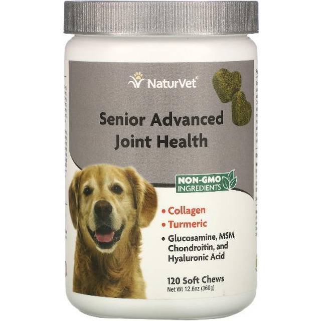 NaturVet Senior Advanced Joint Health Collagen Turmeric Glucosamine for Dogs 120 Soft Chews