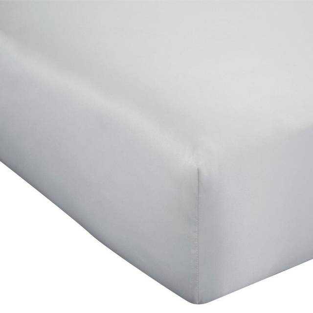Silky Soft Satin Fitted Sheet - Silver (Double (4&#39;6))
