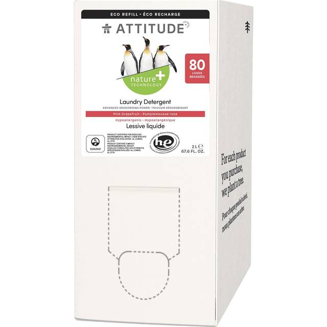 Attitude Liquid Laundry Detergent 2X Concentrated 80 Loads ECO Refill Pink Grapefruit 67.6 fl oz