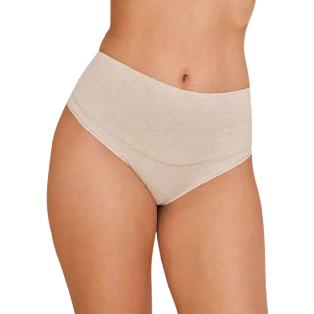 SPANX Cotton Control Thong, Heather Grey, 2X