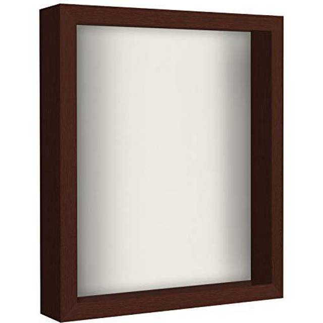 Americanflat 11x14 Shadow Box Frame in Mahogany with Soft Linen Back - Engineered Wood with Shatter-Resistant Glass  and Hanging Hardware for Wall and