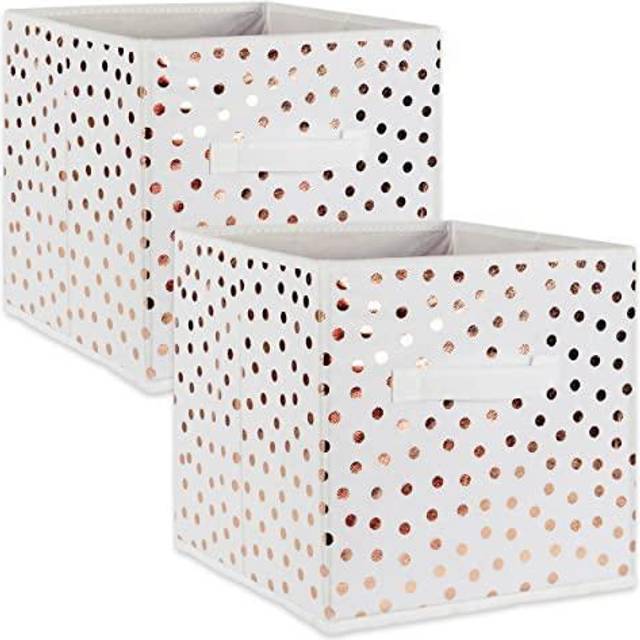 DII Nonwoven Polyester Cube  Small Dots White/Copper (Set of 2)