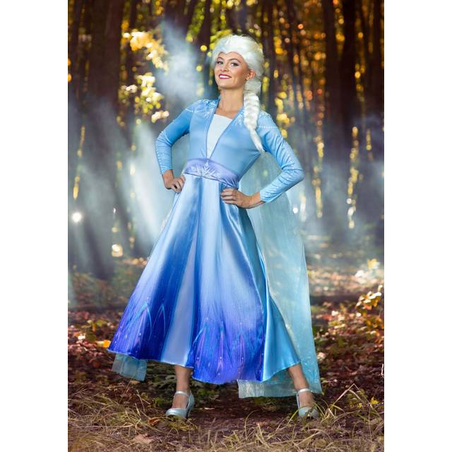 Women's Deluxe Frozen 2 Elsa Costume | Disney Costumes - Blue&#47;White (S)