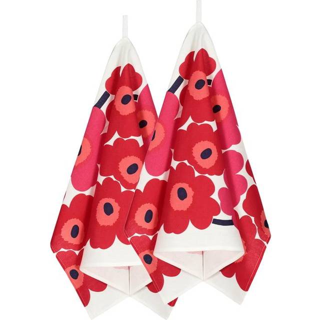 Marimekko Unikko kökshandduk 2-pack Vit-röd