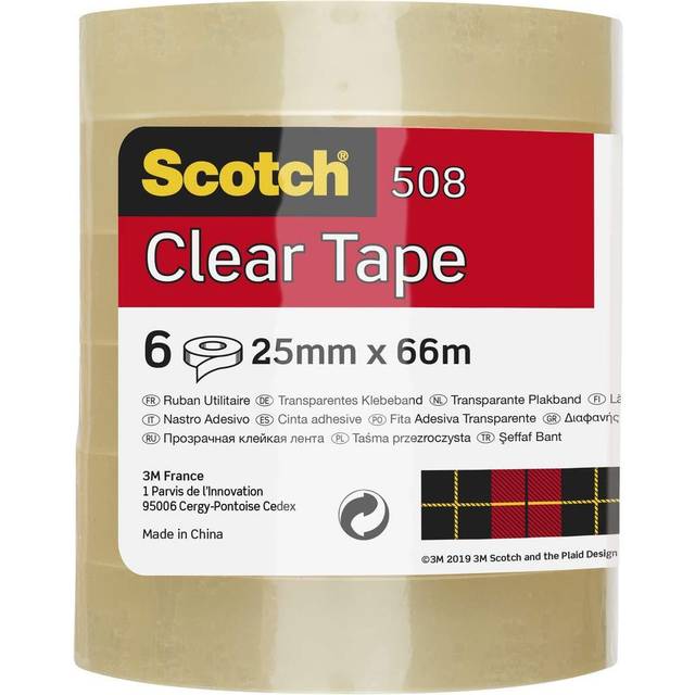 Scotch Office Tape Scotch Crystal Clear Transparent 25 mm (W) x 66 m (L) PP (Polypropylene) Pack of 6