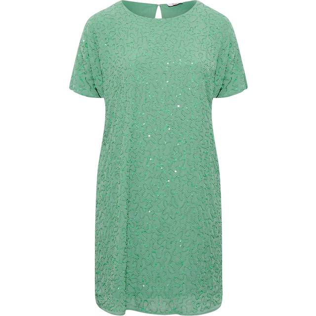 Luxe Curve Green Sequin Hand Embellished Cape Dress, Women's Curve & Plus Size, Luxe: Ultimate Embellishment - 24