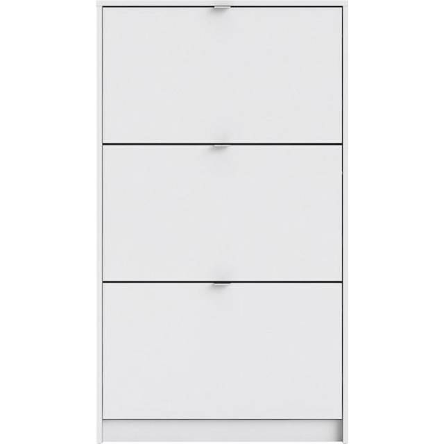 Shoes Shoe Cabinet W. 3 Tilting Doors And 2 Layers In White
