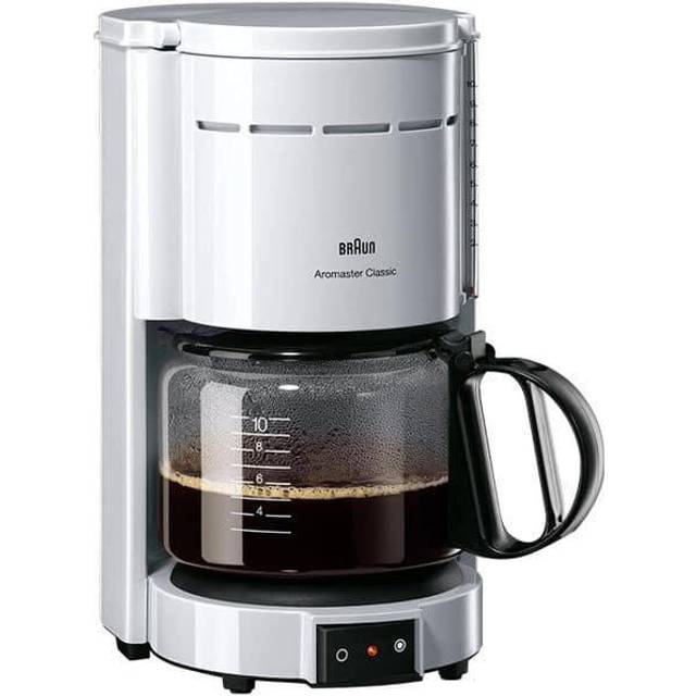 Braun Kaffebryggare KF 47 WH, Filterkaffebryggare med Glaskanna för Traditionellt Filterkaffe, Aromatiskt Kaffe Tack Vare OptiBrew-system, Droppstopp, Automatisk Avstängning, Vit