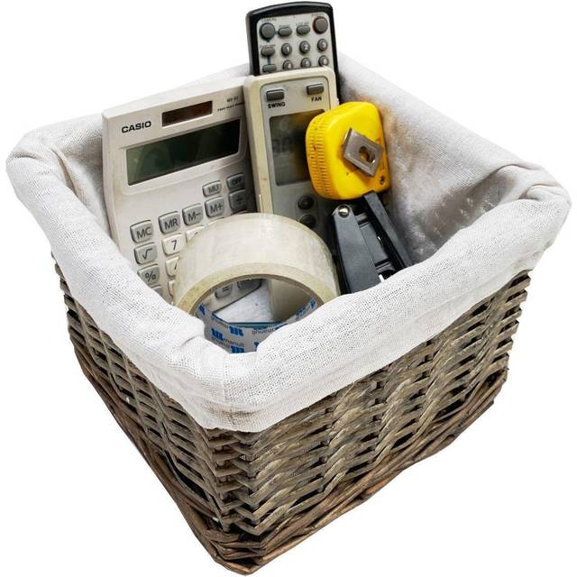 Topfurnishing - Small Wicker Willow Storage Basket With Cloth Lining [Oak Small 22x22x14.5cm]