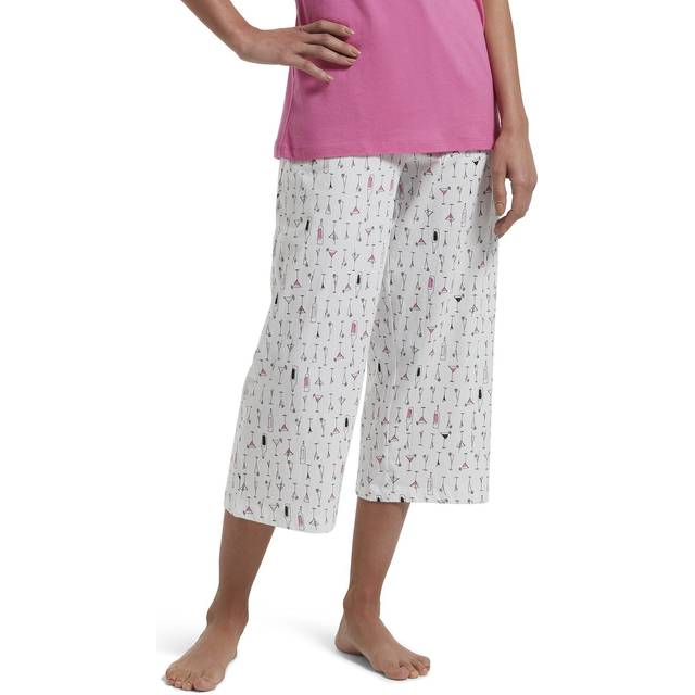 HUE Women's Printed Knit Capri Pajama Sleep Pant