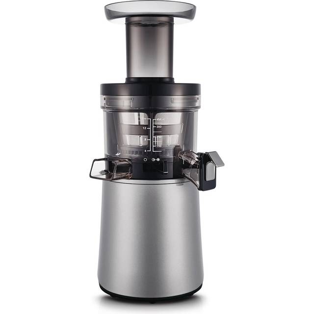 HUROM | Slow Juicer | Juicepress för kall press | H-AA | glassmaskin | tyst system | halvtransparent tratt | 500 ml | 150 watt | BPA-fri | mörksilver