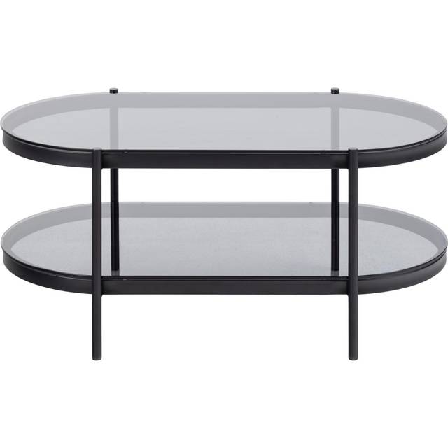 Bayonne Oval Coffee Table With Smoked Glass Top