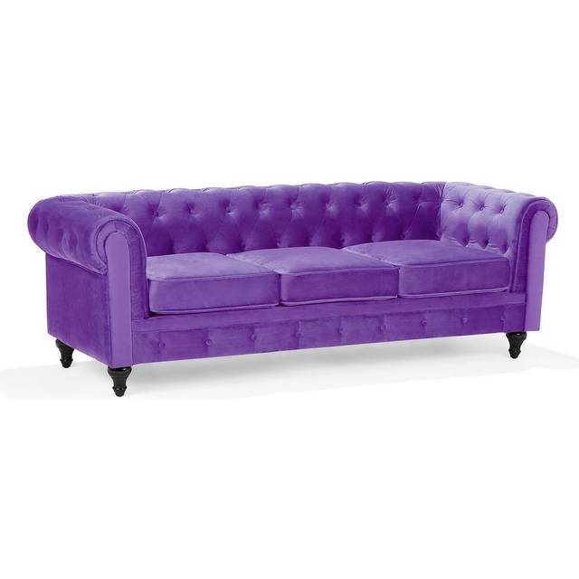 3 Seater Velvet Fabric Sofa Purple CHESTERFIELD