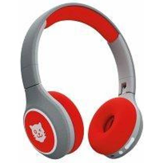 tigermedia tigerbuddies Bluetooth-barnhörlurar | Justerbar passform och mjuk stoppning | Hörlurar barn med volymbegränsning | jackkontakt och Bluetooth | 8 timmar trådlöst | röd/grå
