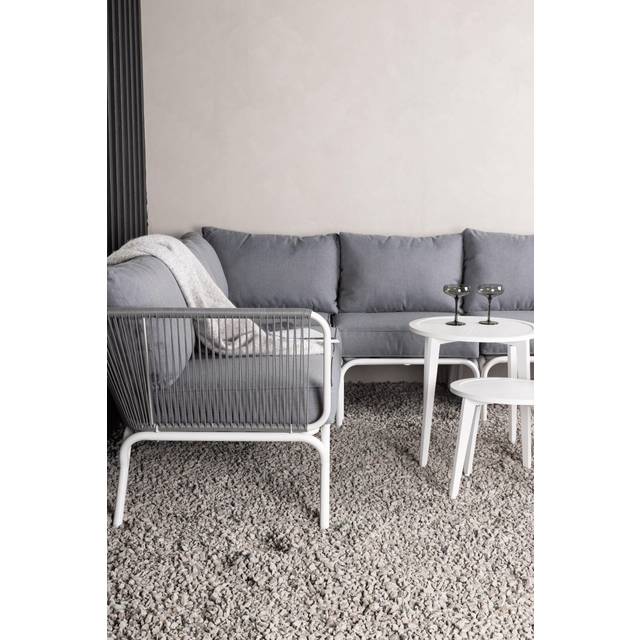 Venture Design Roxo soffgrupp Vit med grå dynor 2st 2-sitsavslut, hörn, mitt & bord 42/43/50 cm