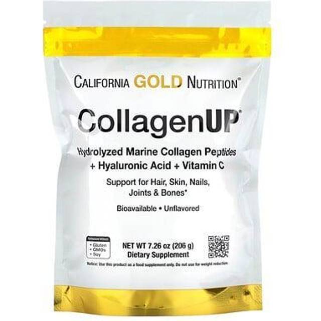 California Gold Nutrition  CollagenUP®  Hydrolyzed Marine Collagen Peptides with Hyaluronic Acid and Vitamin C  Unflavored  7.26 oz (206 g)
