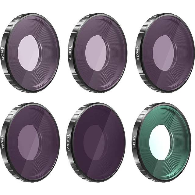 Freewell Hela dagen ND8, ND16, ND32, ND64, ND1000, UV-kameralinsfilter 6-pack kompatibla med Osmo Action 3(EJ FÖRENLIGT MED ÅTGÄRD 4)