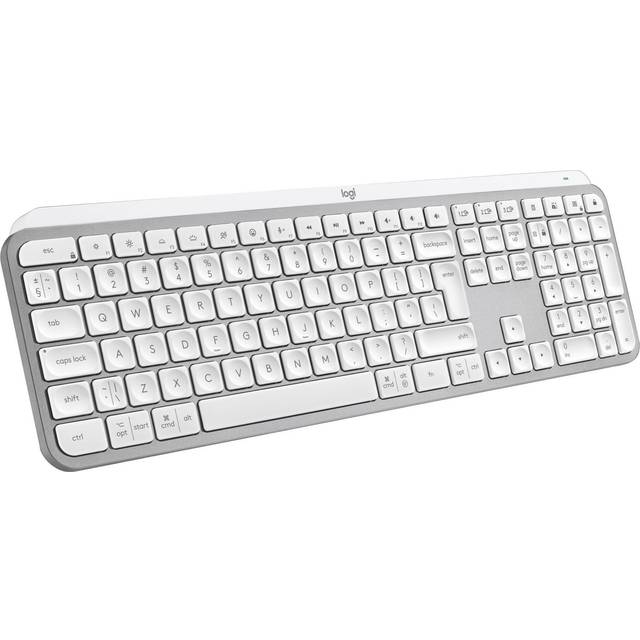Logitech MX Keys S Trådlöst Tangentbord, låg profil, tyst skrivning, programmerbara tangenter, belysning, Bluetooth, USB C-laddning, för Windows PC/Linux/Chrome/Mac - Ljusgrå, Layout Pan Nordic QWERTY