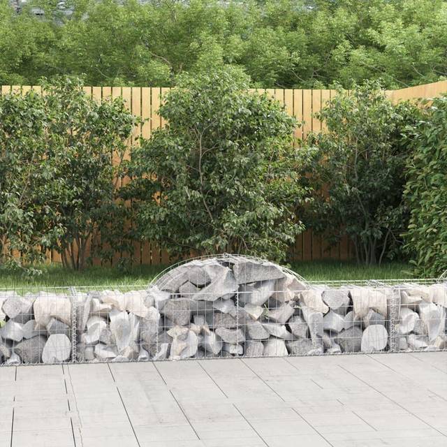 vidaXL Arched Gabion Baskets 13 pcs 200x50x40/60 cm Galvanised Iron - Silver