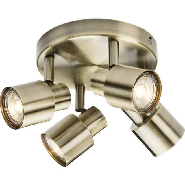KnightsBridge 230V GU10 Quad Spotlight - Antique Brass