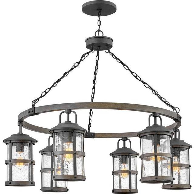 Quintiesse Hinkley Lakehouse Outdoor Pendant Ceiling Light Aged Zinc with Driftwood Grey, IP44