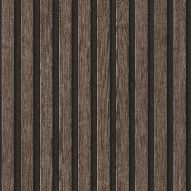 (Dark Oak Black 39109-3) AS Creation Wooden Slats 3D Panel Wallpaper