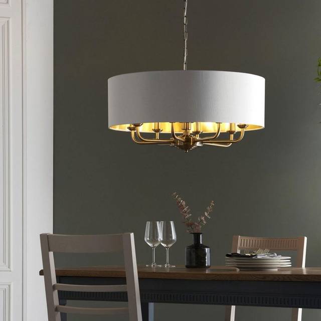 Endon 98938 Highclere 8 Light Pendant Antique Brass Plate &amp; Vintag
