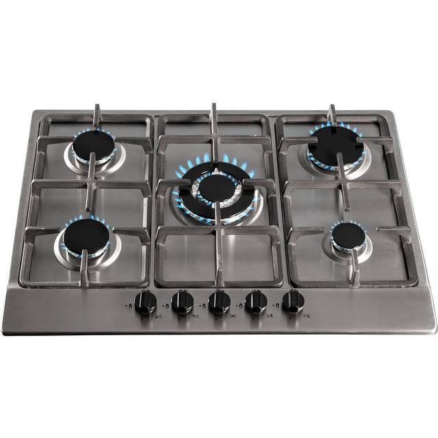SIA SSG701SS 70cm Stainless Steel 5 Burner Gas Hob With Cast Iron Pan Stands