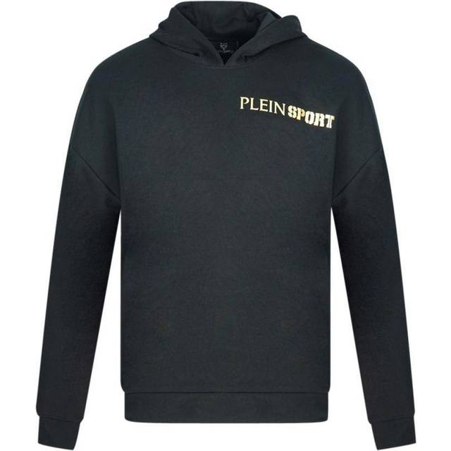 Plein Sport Mens Block Logo On Chest Black Hoodie Cotton - Size Medium