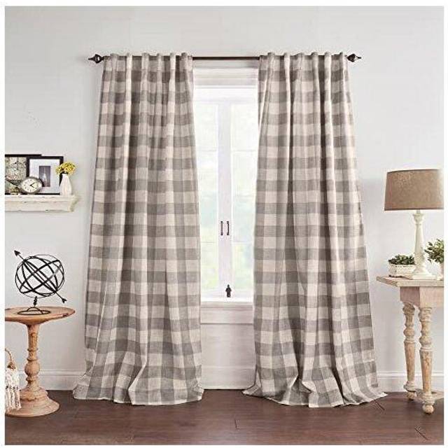 Elrene Home Fashions Farmhouse Living Grainger Buffalo-Check Blackout Window Curtain, Living Room and Bedroom Drape with Rod Pocket Tabs, 52