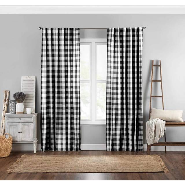 Elrene Home Fashions Farmhouse Living Buffalo-Check Window Curtain Panel  Black  52X95